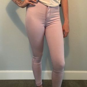 Pastel purple high wasted skinny jeans